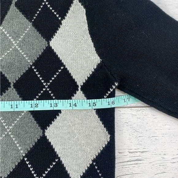 John Galt Brandy Melville Women’s Black‎ & Gray Argyle Cardigan Sweater One Size - Picture 3 of 11